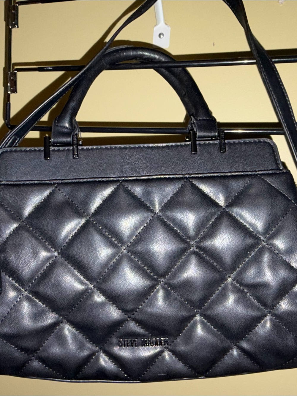 Steve Madden Black Quilted Satchel Tote